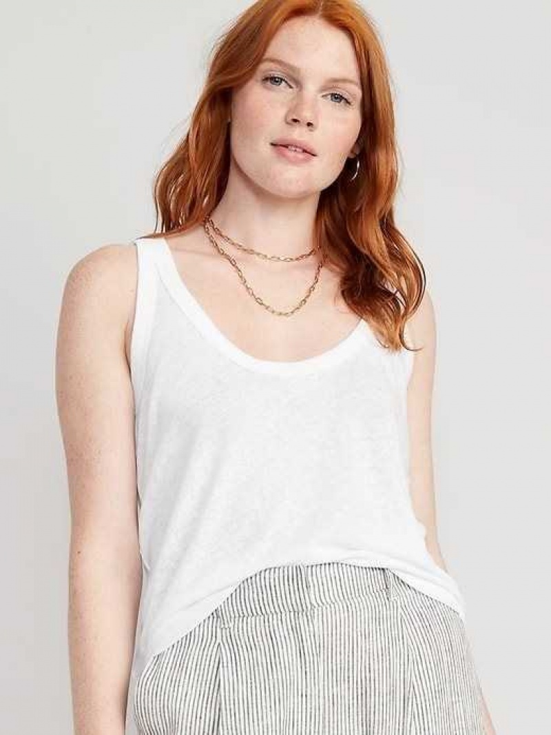 Old Navy EveryWear Linen-Blend Tank Top White | GMS627193