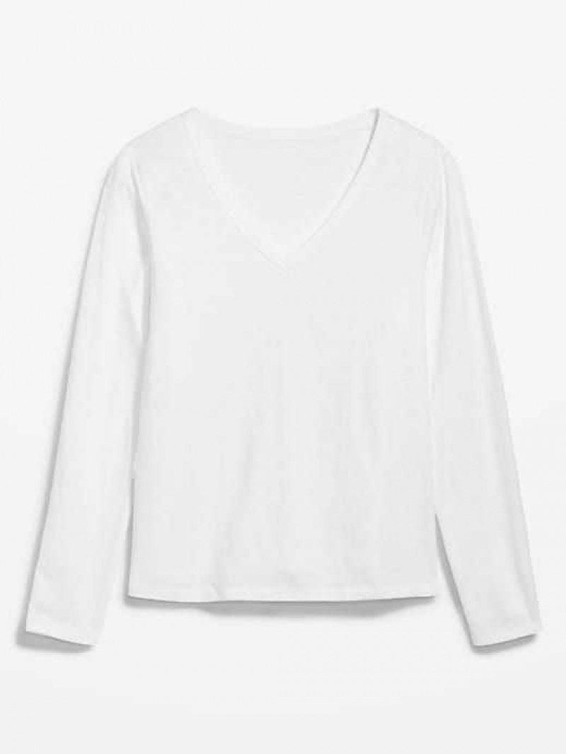 Old Navy EveryWear Long-Sleeve Slub-Knit T-Shirt White | OBR409652