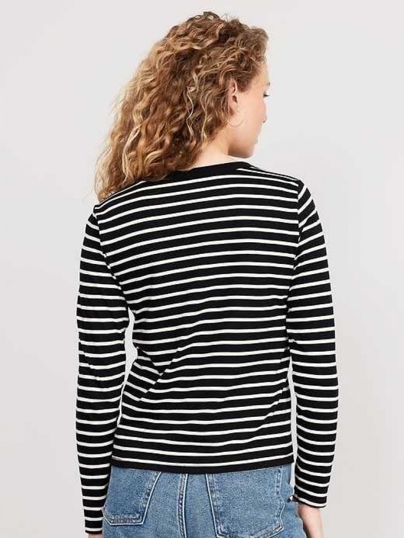 Old Navy EveryWear Long-Sleeve T-Shirt Black Stripes | RIE538710