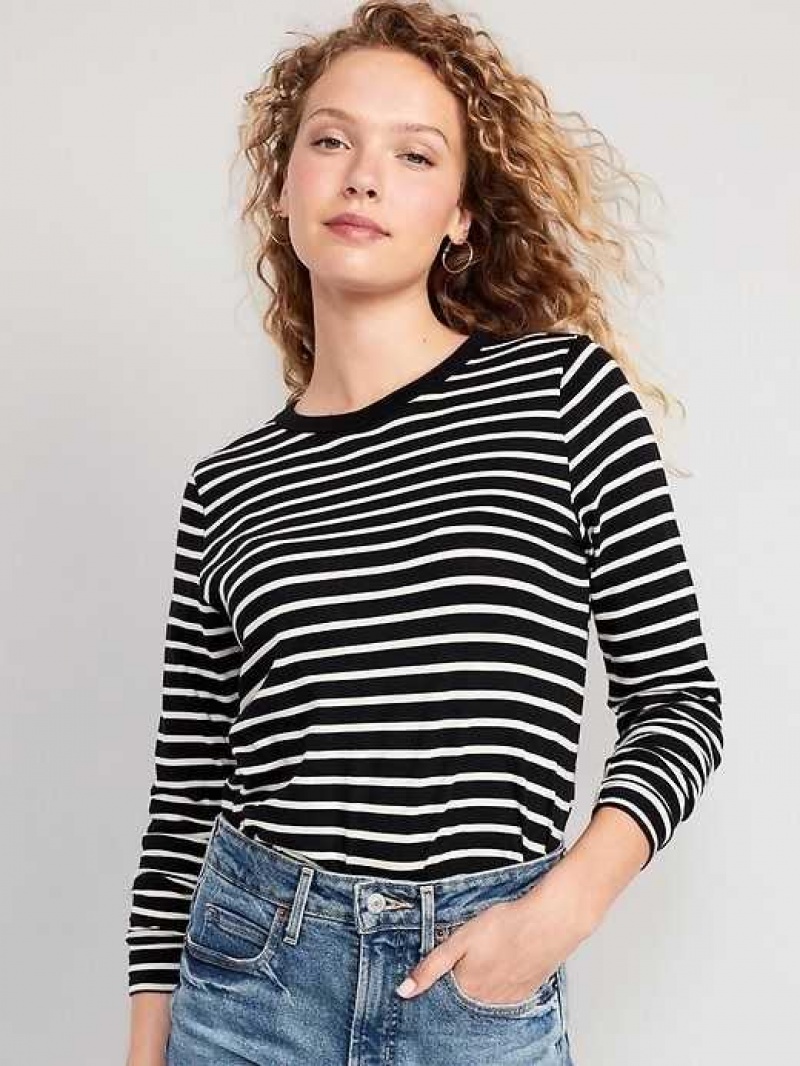 Old Navy EveryWear Long-Sleeve T-Shirt Black Stripes | RIE538710