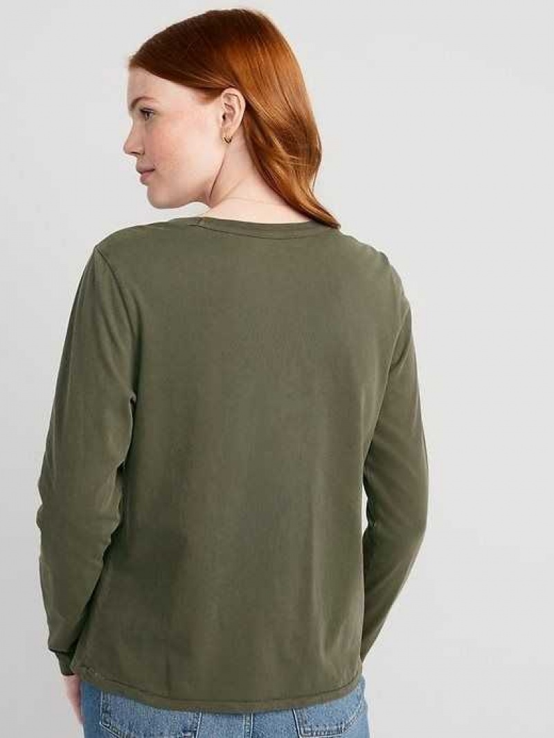 Old Navy EveryWear Long-Sleeve T-Shirt Conifer | CIG107369