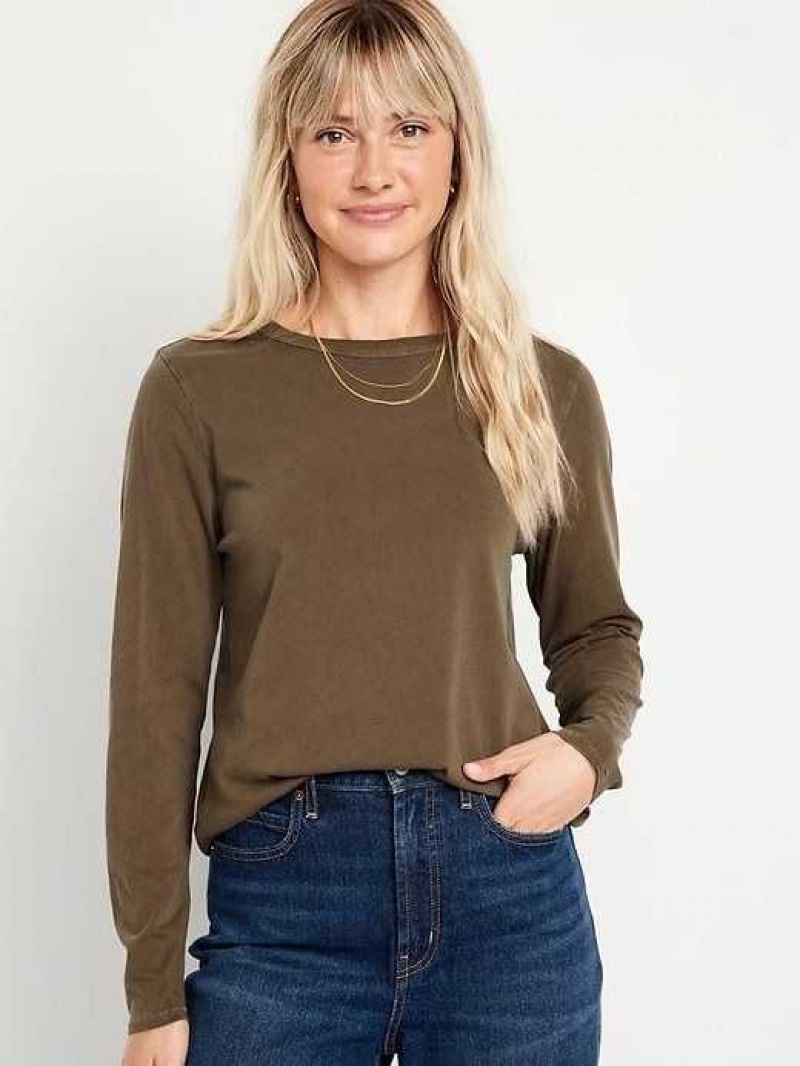 Old Navy EveryWear Long-Sleeve T-Shirt Espresso | JBX408162