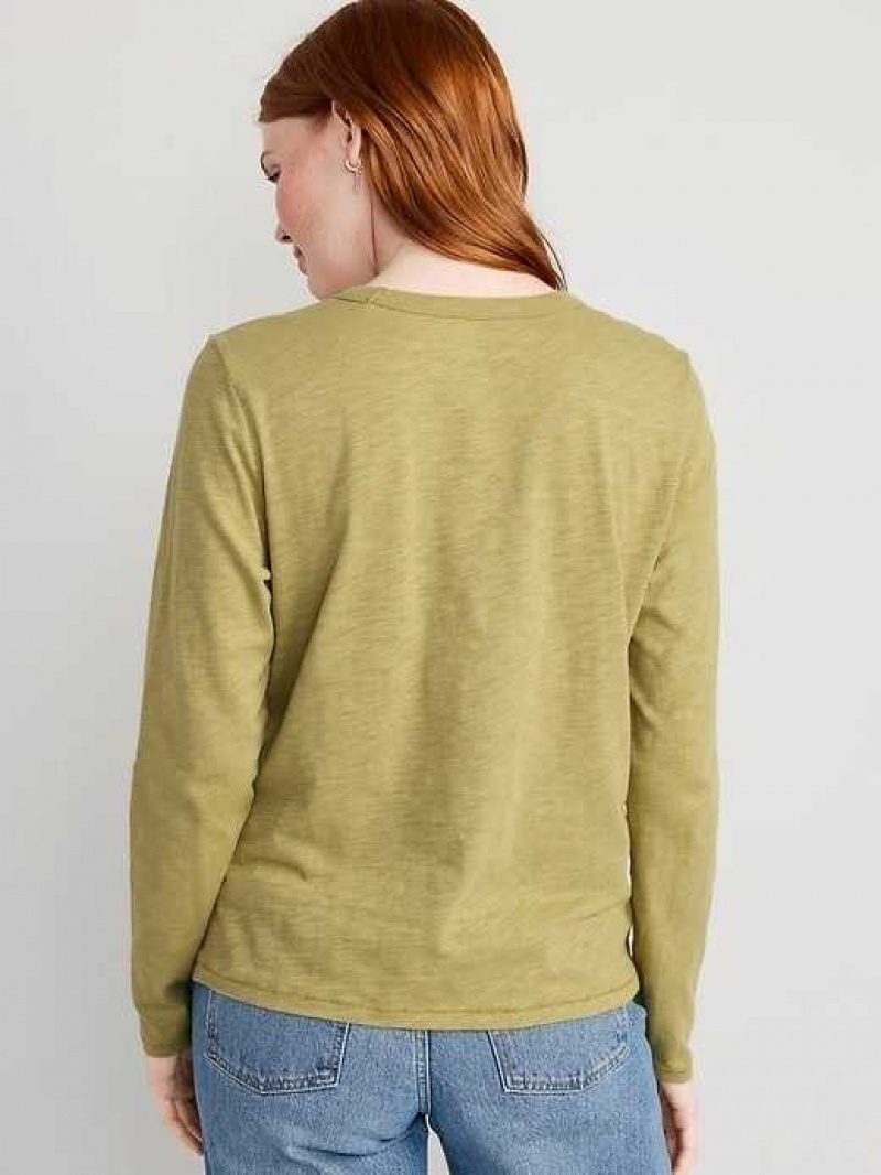 Old Navy EveryWear Long-Sleeve T-Shirt Olive | UGN045316