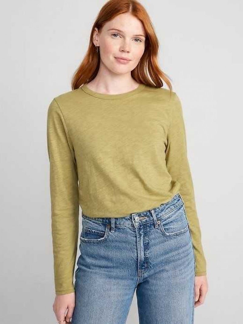 Old Navy EveryWear Long-Sleeve T-Shirt Olive | UGN045316