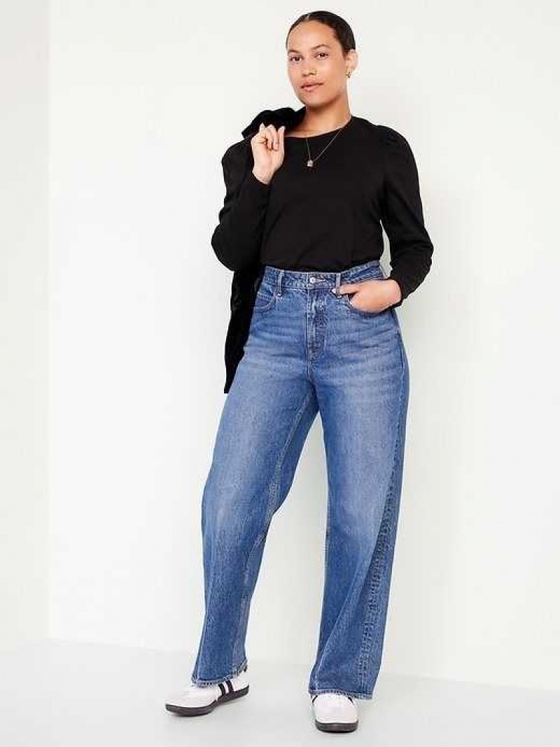 Old Navy EveryWear Puff-Sleeve Top Black | WXY518679