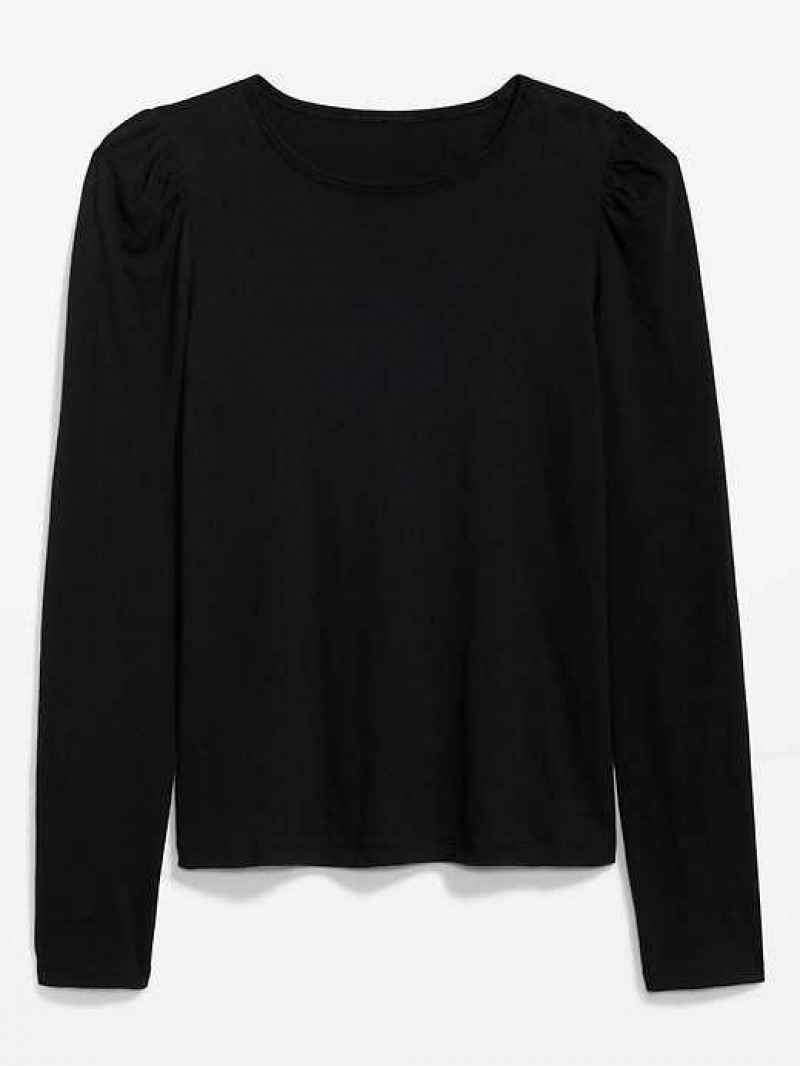 Old Navy EveryWear Puff-Sleeve Top Black | WXY518679