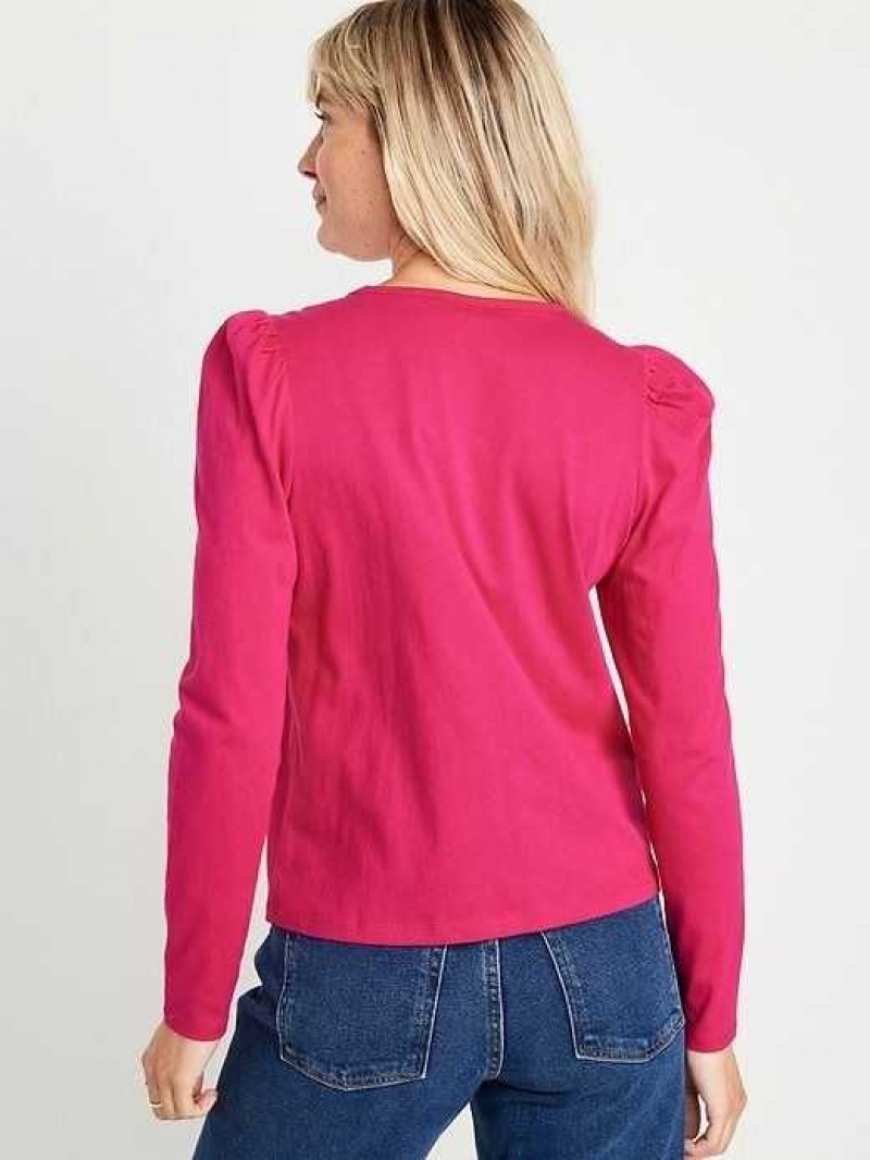 Old Navy EveryWear Puff-Sleeve Top Pink | OIY495761