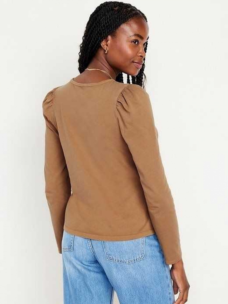 Old Navy EveryWear Puff-Sleeve Top Spiced Saffron | LWU267409