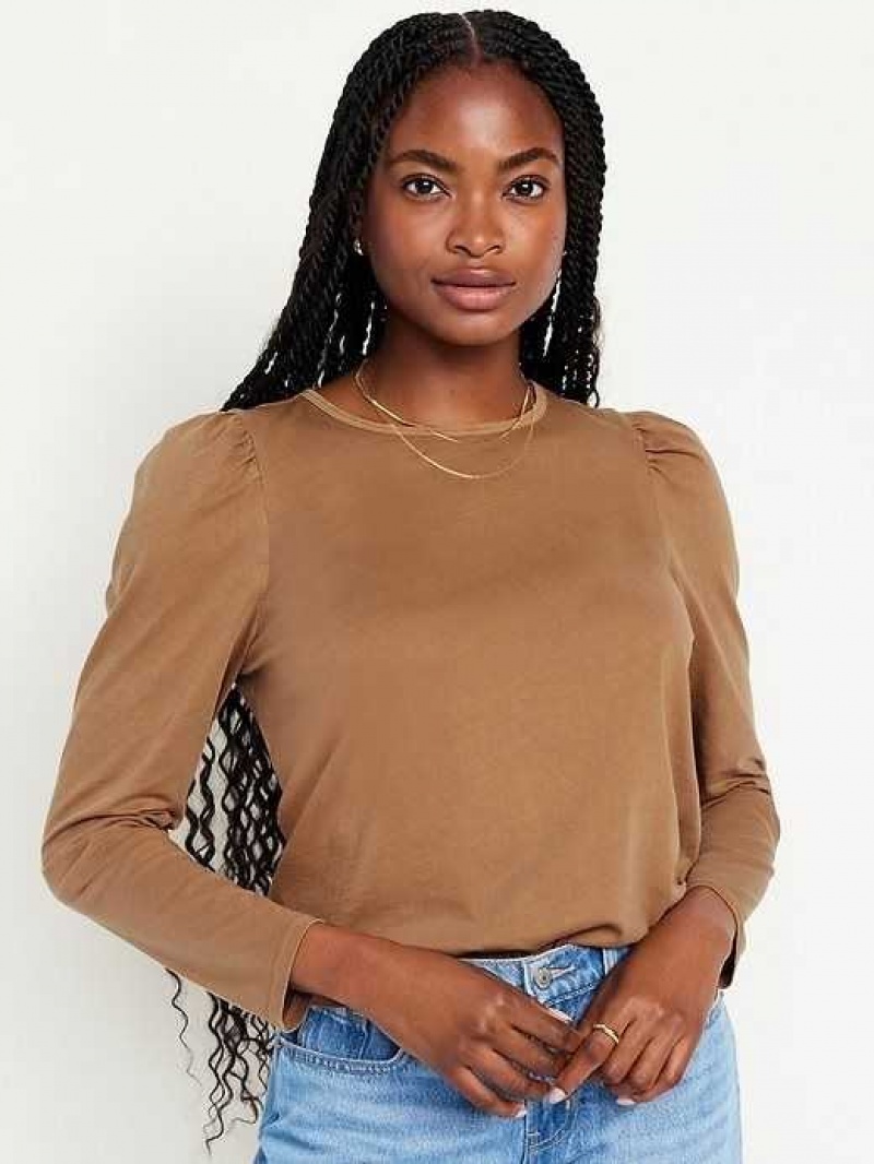 Old Navy EveryWear Puff-Sleeve Top Spiced Saffron | LWU267409