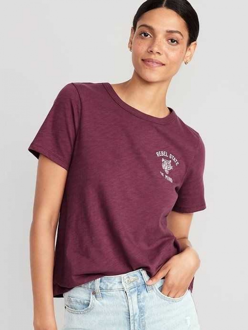 Old Navy EveryWear Slub-Knit Graphic T-Shirt Red Burgundy | VDY470862