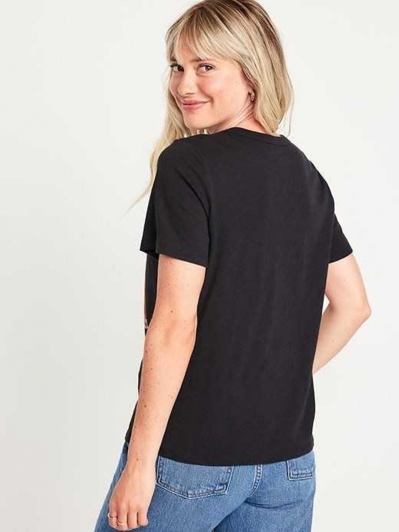 Old Navy EveryWear Slub-Knit Graphic T-Shirt Black | VCB863970