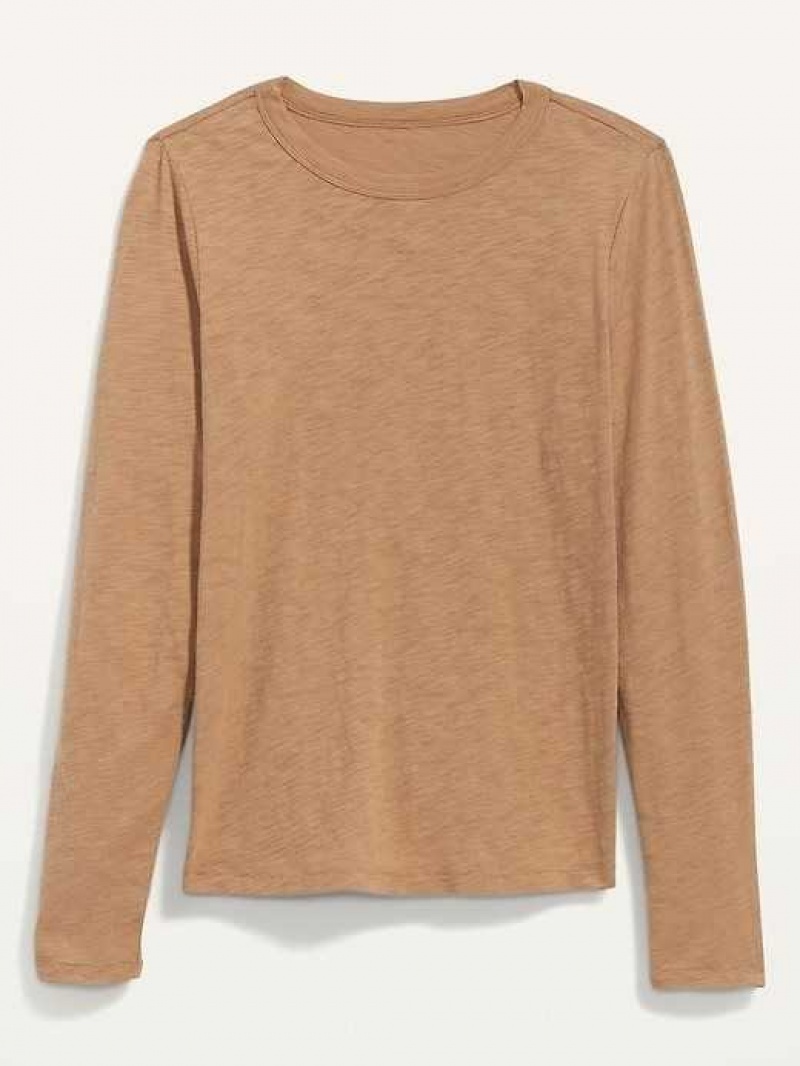 Old Navy EveryWear Slub-Knit Long-Sleeved T-Shirt Acacia | NGY184793