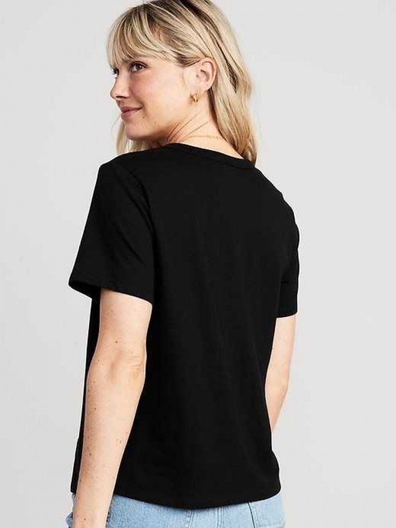 Old Navy EveryWear Slub-Knit T-Shirt Black | UNX821635