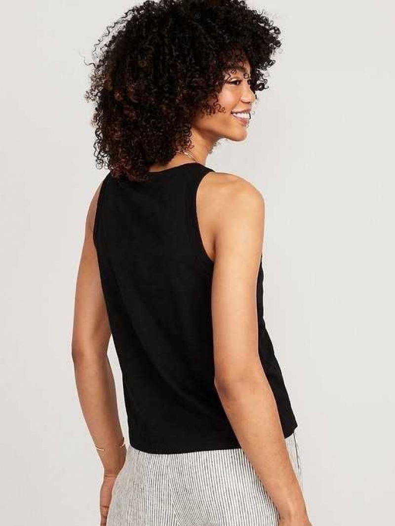 Old Navy EveryWear Slub-Knit Tank Top Black | OWF648319