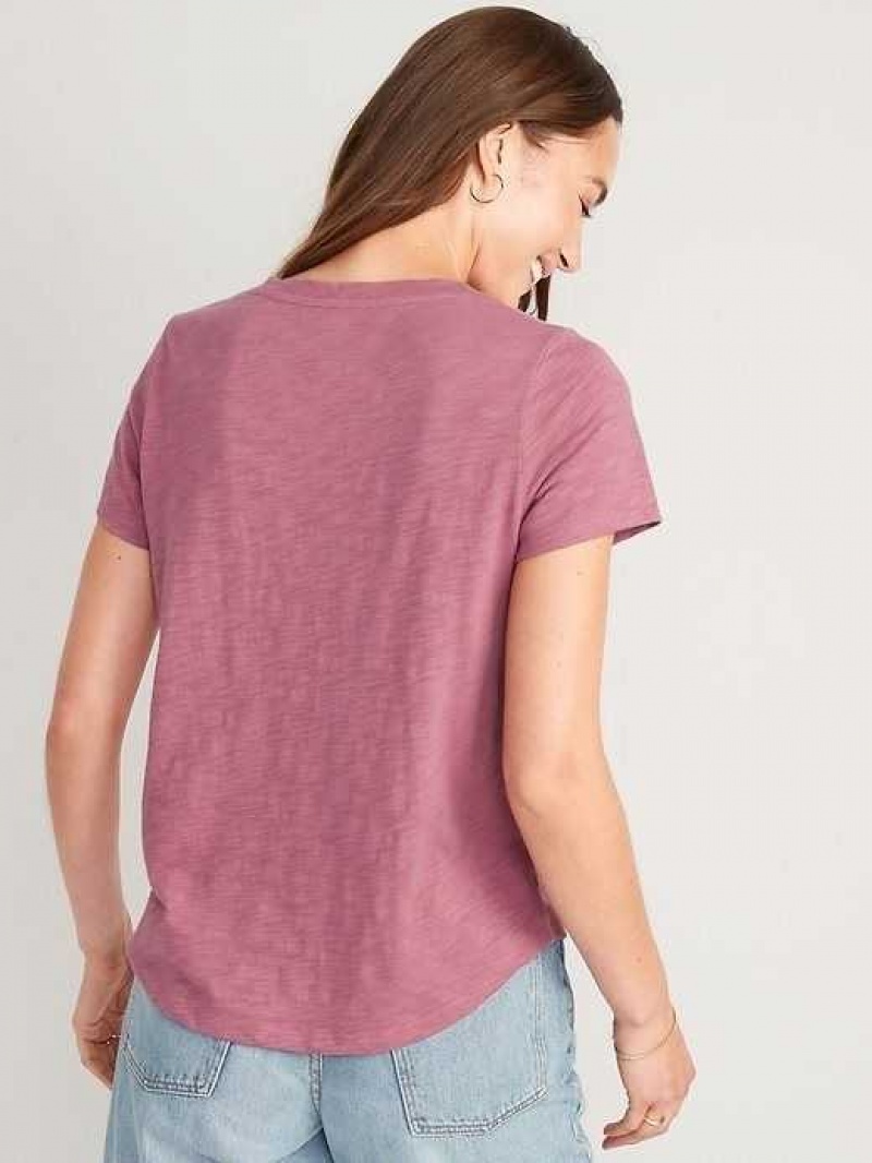 Old Navy EveryWear Slub-Knit V-Neck T-Shirt Rosebloom | DKI305876