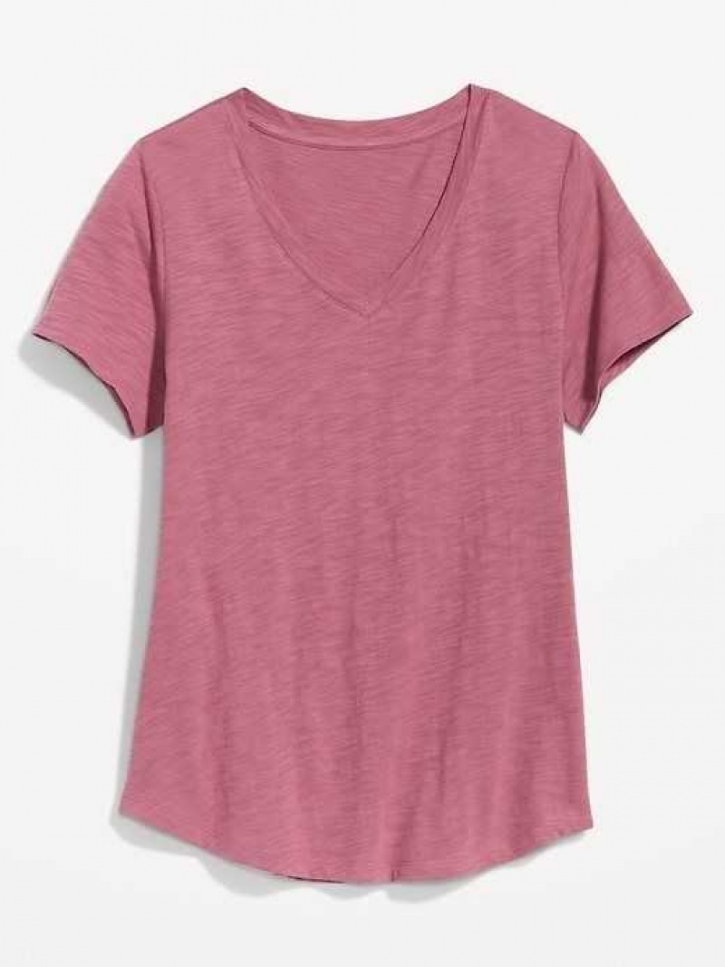 Old Navy EveryWear Slub-Knit V-Neck T-Shirt Rosebloom | DKI305876