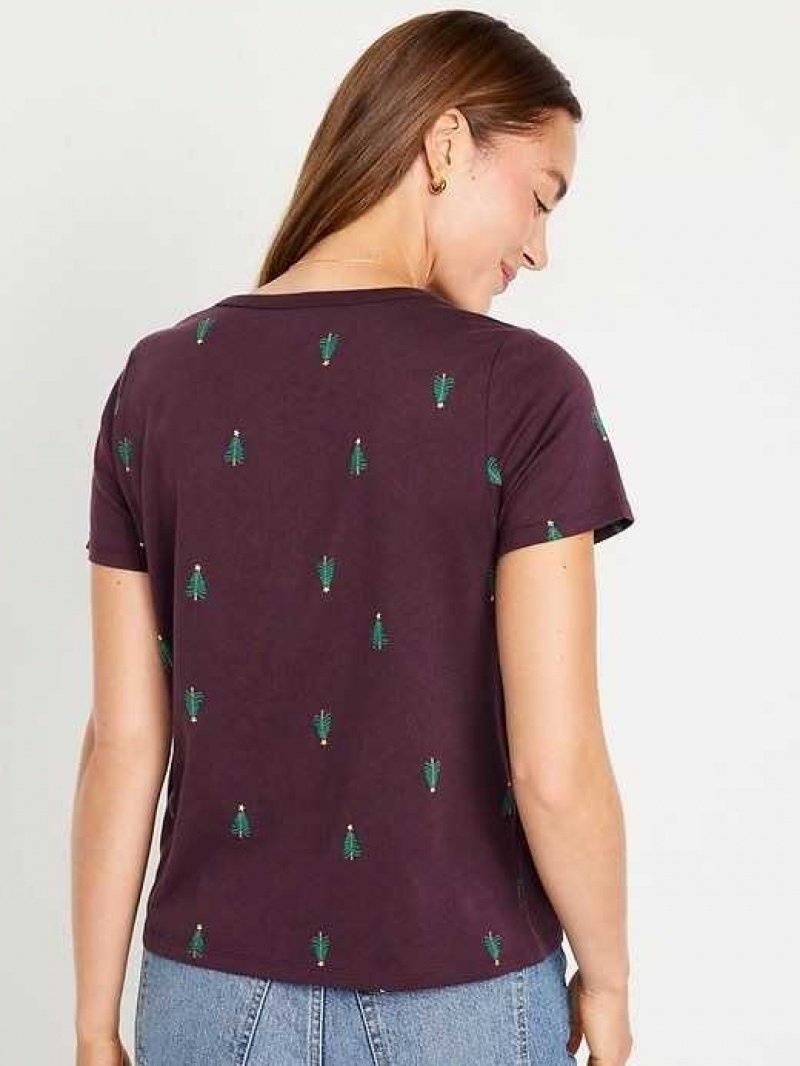 Old Navy EveryWear V-Neck Printed T-Shirt Tree Print | NYP682590