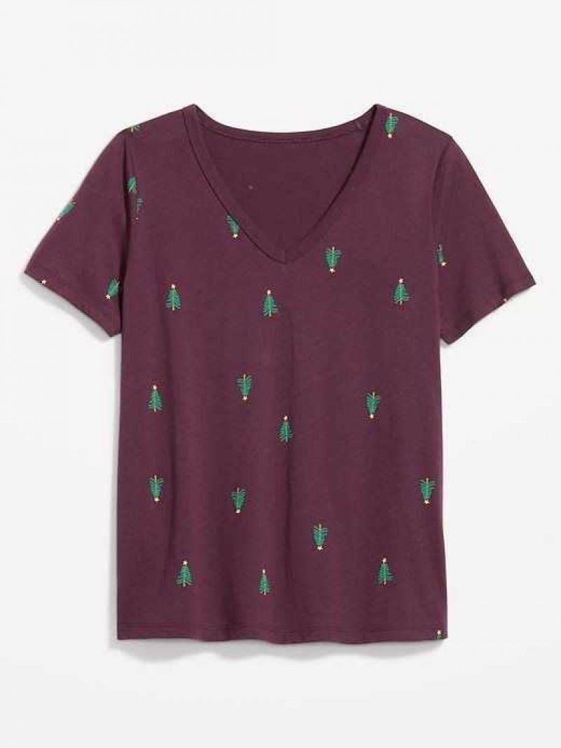 Old Navy EveryWear V-Neck Printed T-Shirt Tree Print | NYP682590