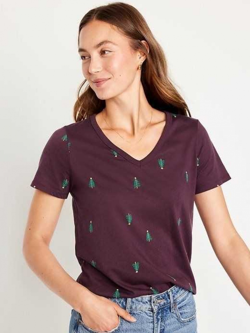 Old Navy EveryWear V-Neck Printed T-Shirt Tree Print | NYP682590