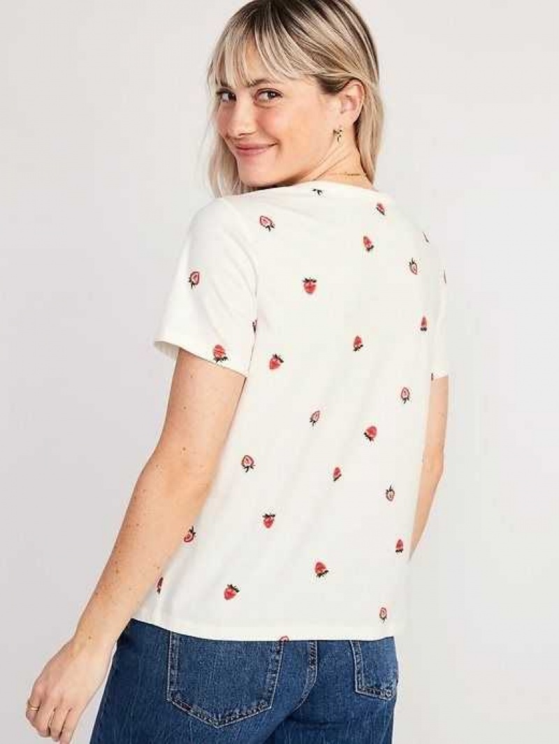 Old Navy EveryWear V-Neck Printed T-Shirt Strawberry | DJT759610