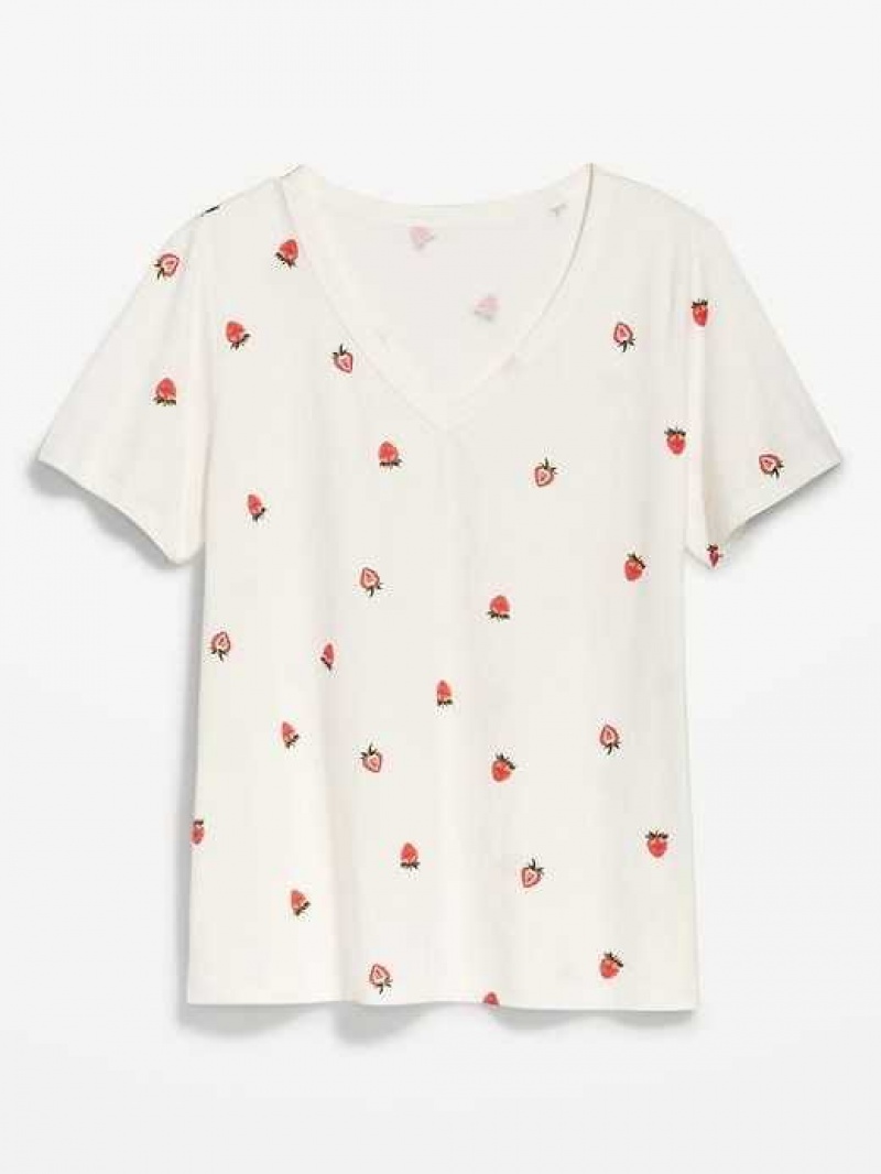 Old Navy EveryWear V-Neck Printed T-Shirt Strawberry | DJT759610