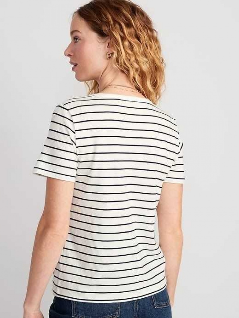 Old Navy EveryWear V-Neck Printed T-Shirt Navy Stripes | CBI845916