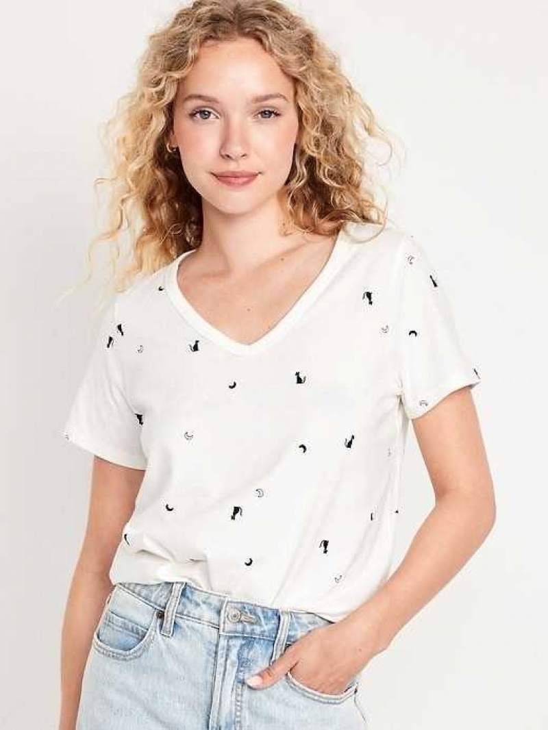 Old Navy EveryWear V-Neck Printed T-Shirt Kittycat | BXQ436905