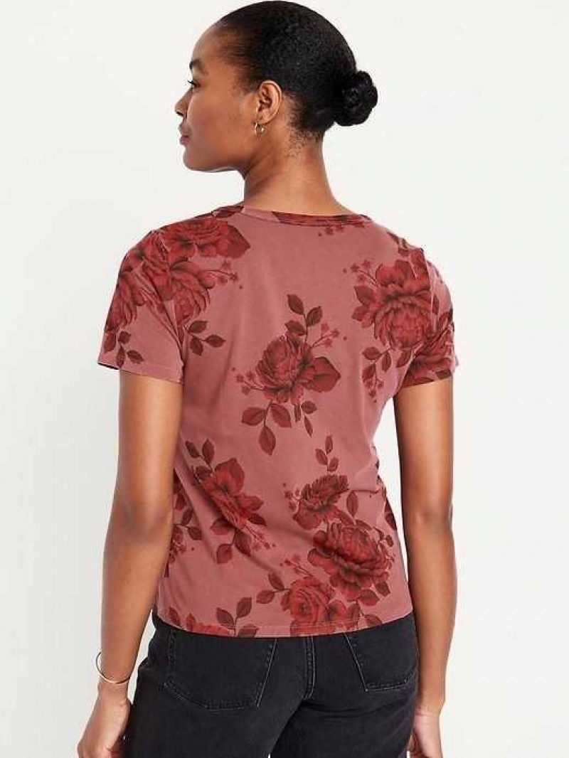 Old Navy EveryWear V-Neck Printed T-Shirt Red | WSC862934