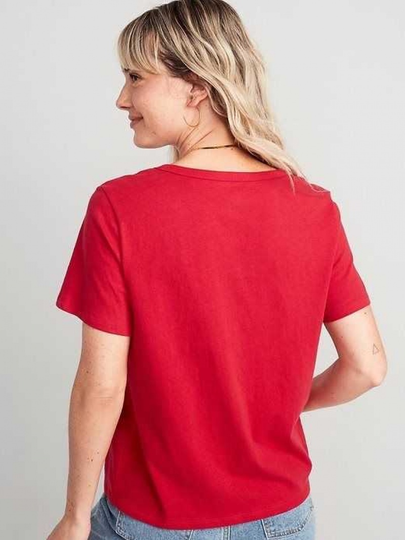 Old Navy EveryWear V-Neck Slub-Knit T-Shirt Red | QSF839642