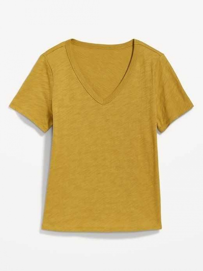 Old Navy EveryWear V-Neck Slub-Knit T-Shirt Olive | NUV485729