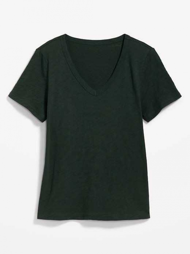 Old Navy EveryWear V-Neck Slub-Knit T-Shirt Dark Bottle | MVF382749