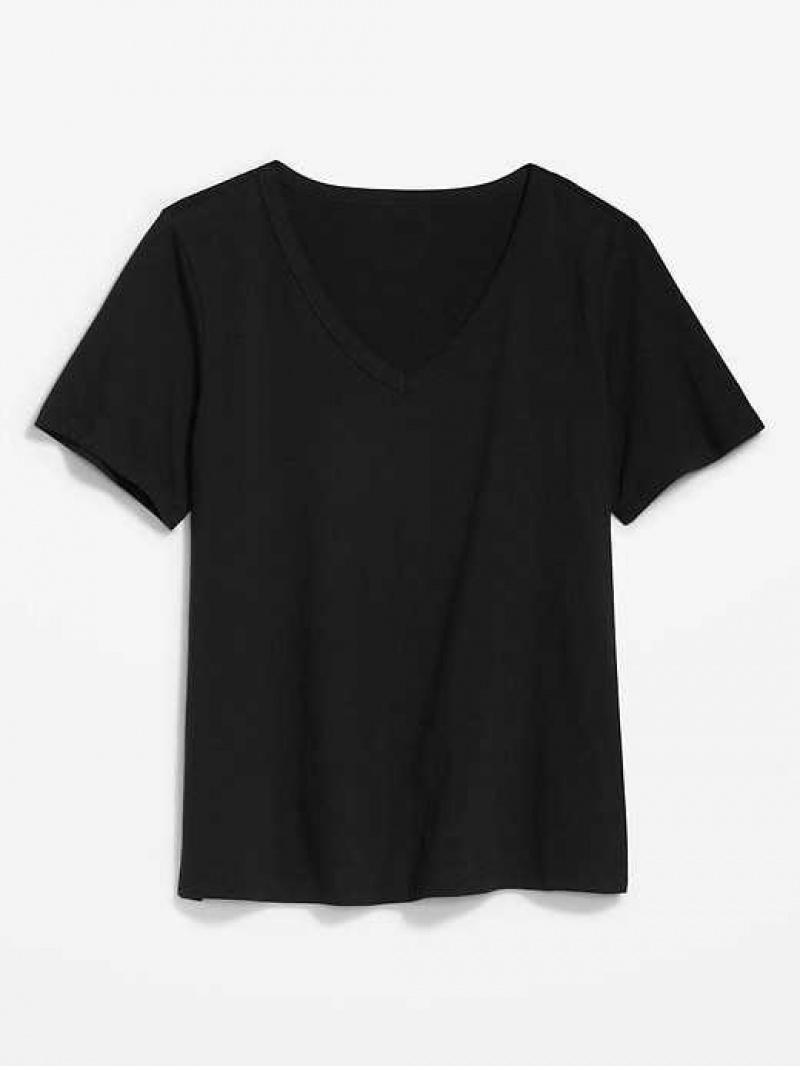 Old Navy EveryWear V-Neck Slub-Knit T-Shirt Black | FST431256