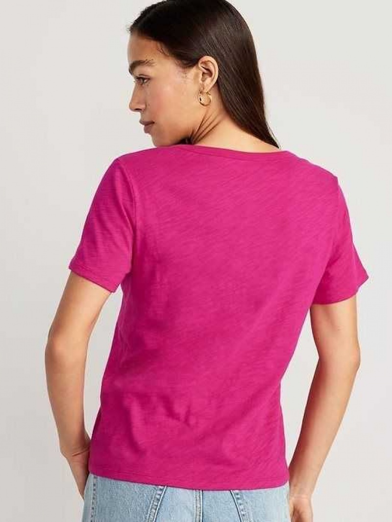 Old Navy EveryWear V-Neck Slub-Knit T-Shirt Pink | FDI965721