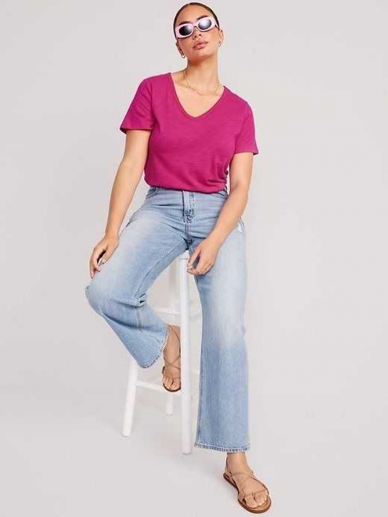 Old Navy EveryWear V-Neck Slub-Knit T-Shirt Pink | FDI965721