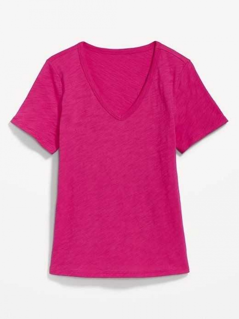 Old Navy EveryWear V-Neck Slub-Knit T-Shirt Pink | FDI965721