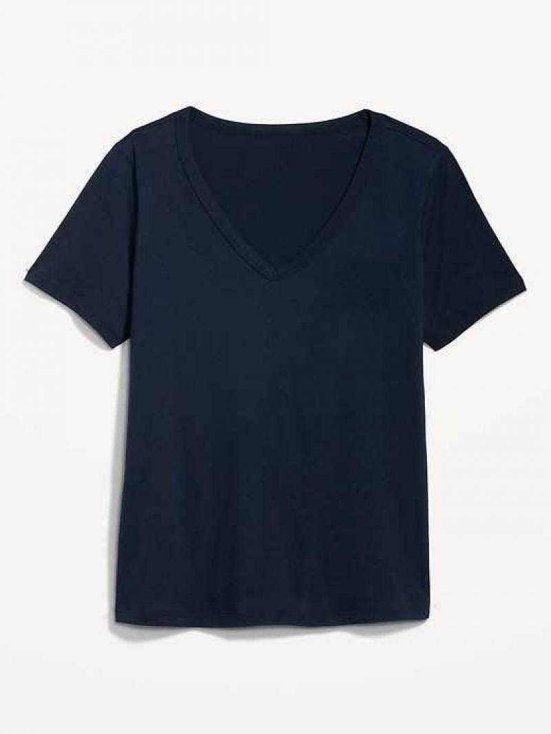 Old Navy EveryWear V-Neck Slub-Knit T-Shirt Navy | DXN308941