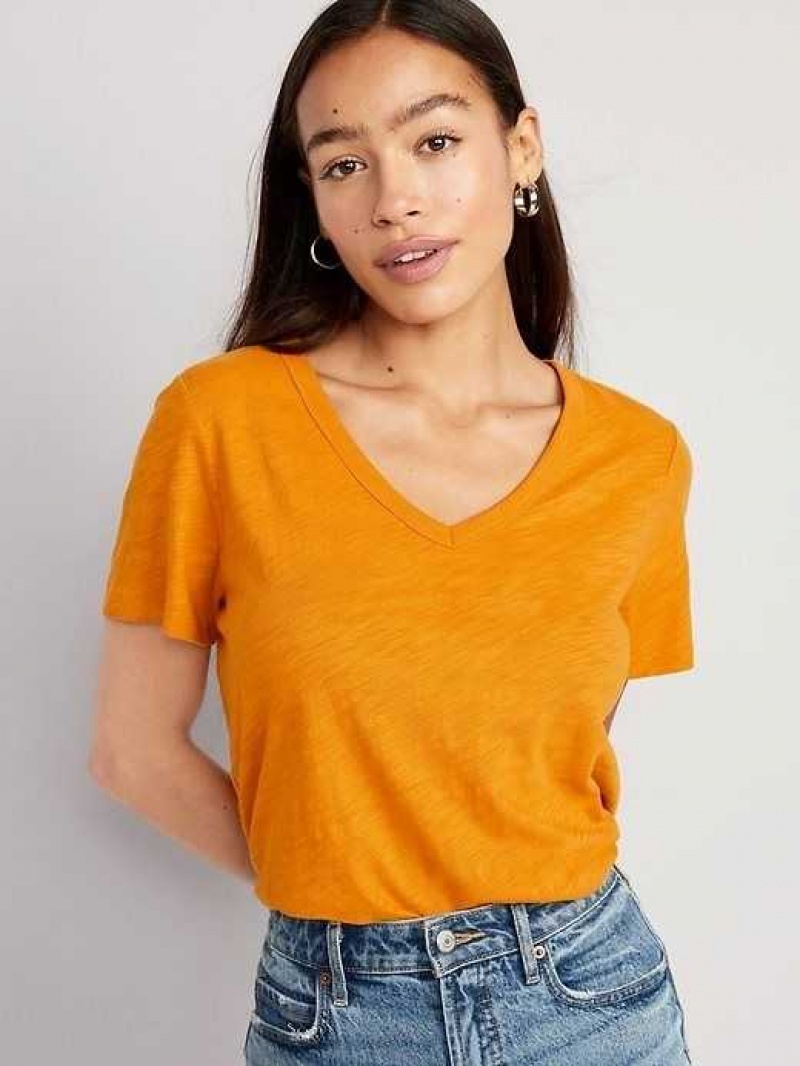 Old Navy EveryWear V-Neck Slub-Knit T-Shirt Golden Arrow | BTH062395