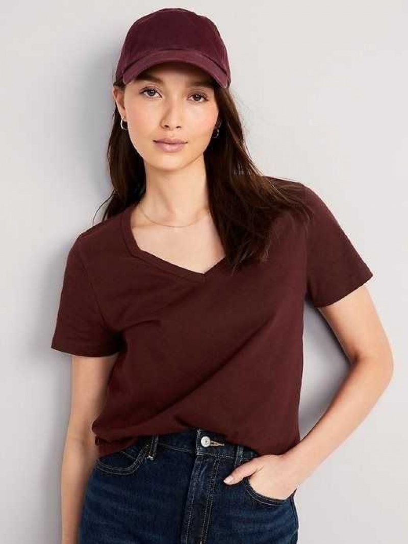 Old Navy EveryWear V-Neck Slub-Knit T-Shirt Raisin Arizona | XEG614902