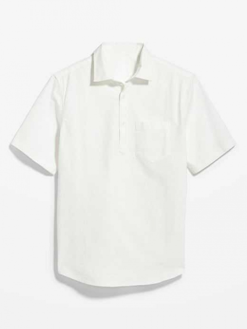 Old Navy Everyday Built-In Flex Henley Oxford Shirt White | TQE697854