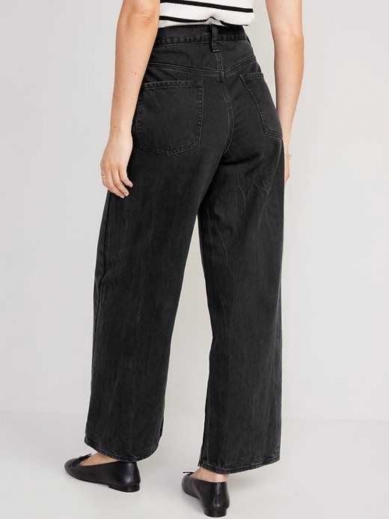 Old Navy Extra High-Waisted Baggy Wide-Leg Non-Stretch Jeans Black | RVF482976