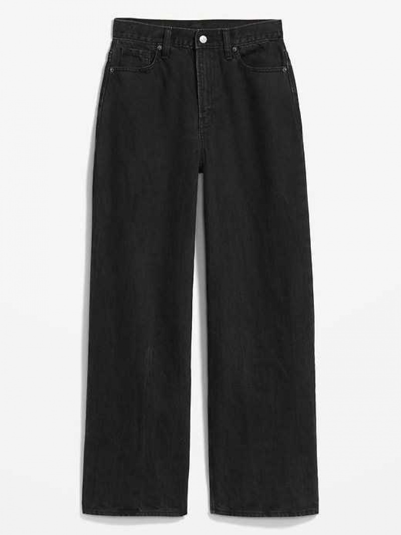 Old Navy Extra High-Waisted Baggy Wide-Leg Non-Stretch Jeans Black | RVF482976