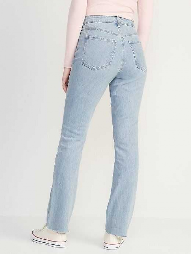 Old Navy Extra High-Waisted Button-Fly Kicker Boot-Cut Cut-Off Jeans Light Wash | QOH869412