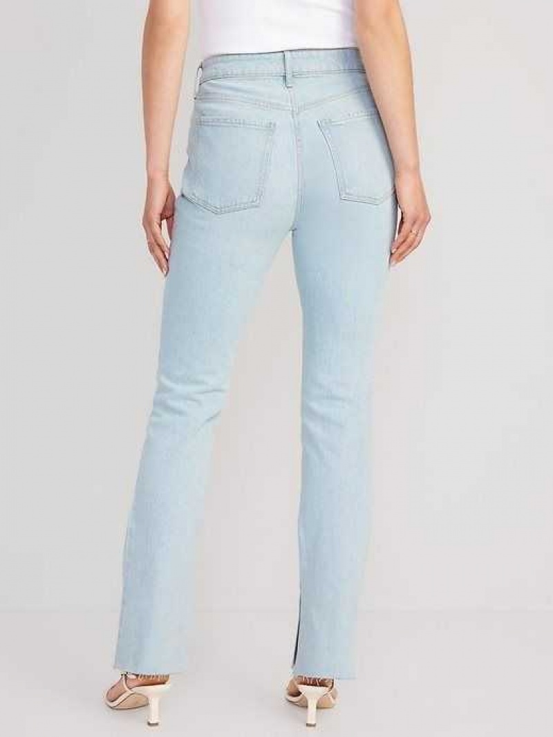 Old Navy Extra High-Waisted Button-Fly Kicker Boot-Cut Side-Slit Jeans Light Wash | GBQ807946