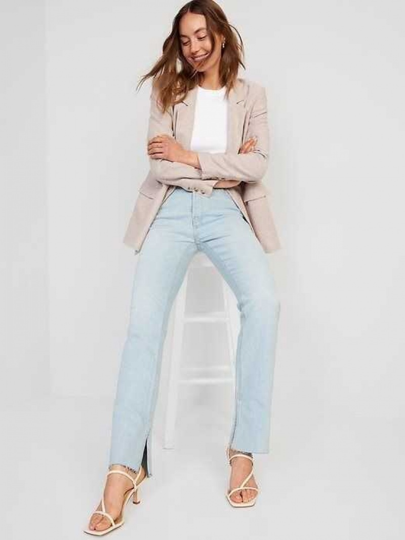 Old Navy Extra High-Waisted Button-Fly Kicker Boot-Cut Side-Slit Jeans Light Wash | GBQ807946