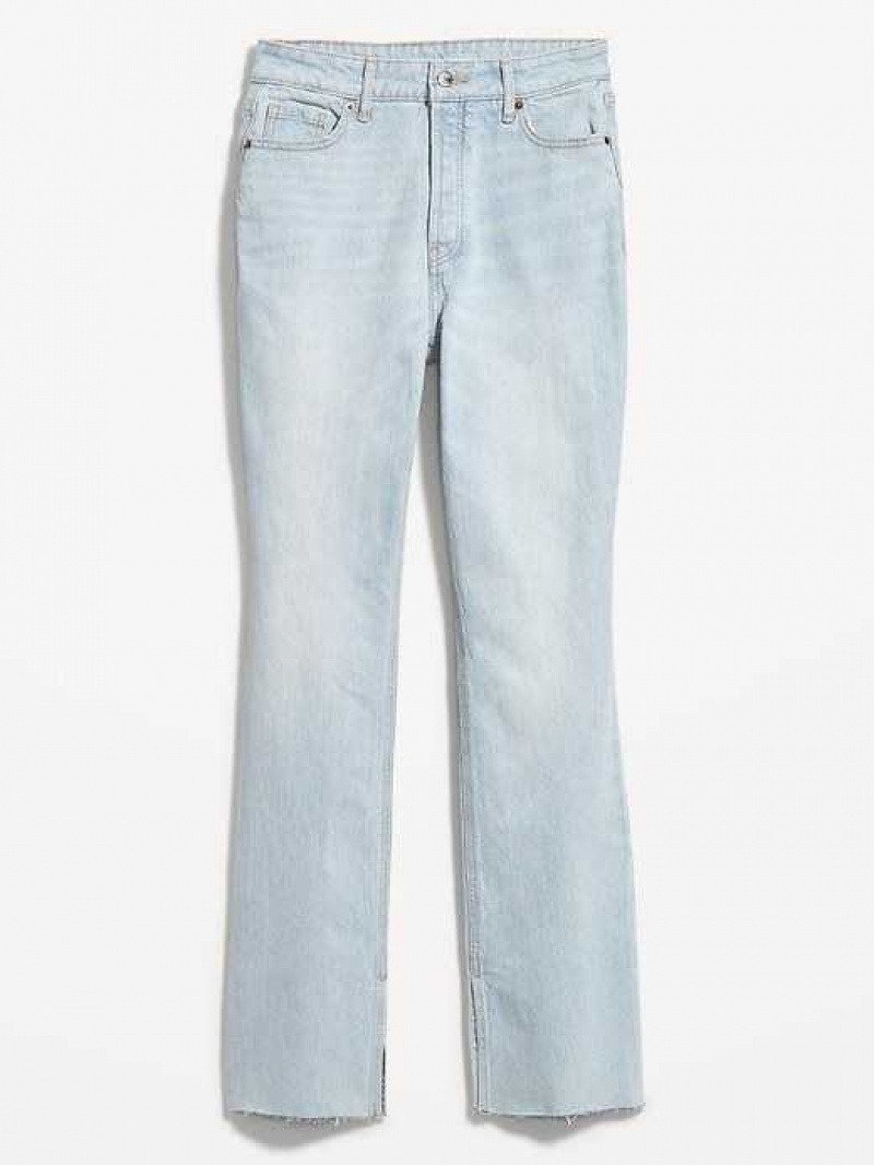 Old Navy Extra High-Waisted Button-Fly Kicker Boot-Cut Side-Slit Jeans Light Wash | GBQ807946