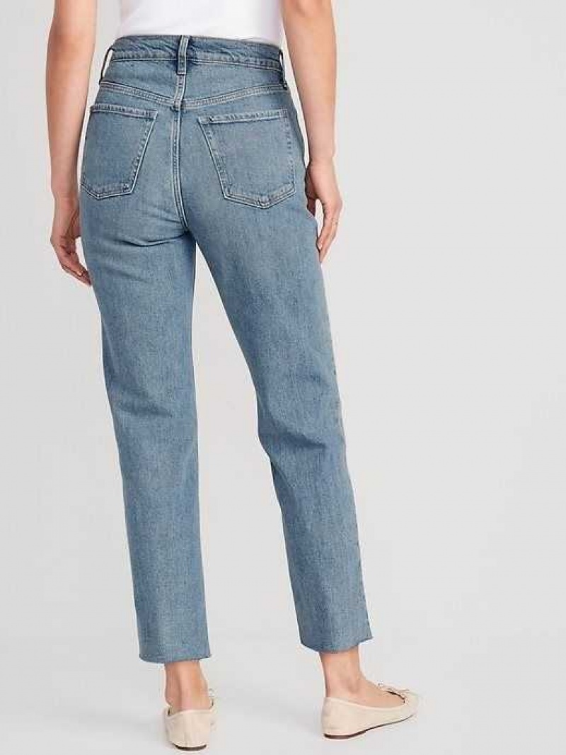 Old Navy Extra High-Waisted Button-Fly Ripped Cut-Off Straight Ankle Jeans Reem | PNO962145