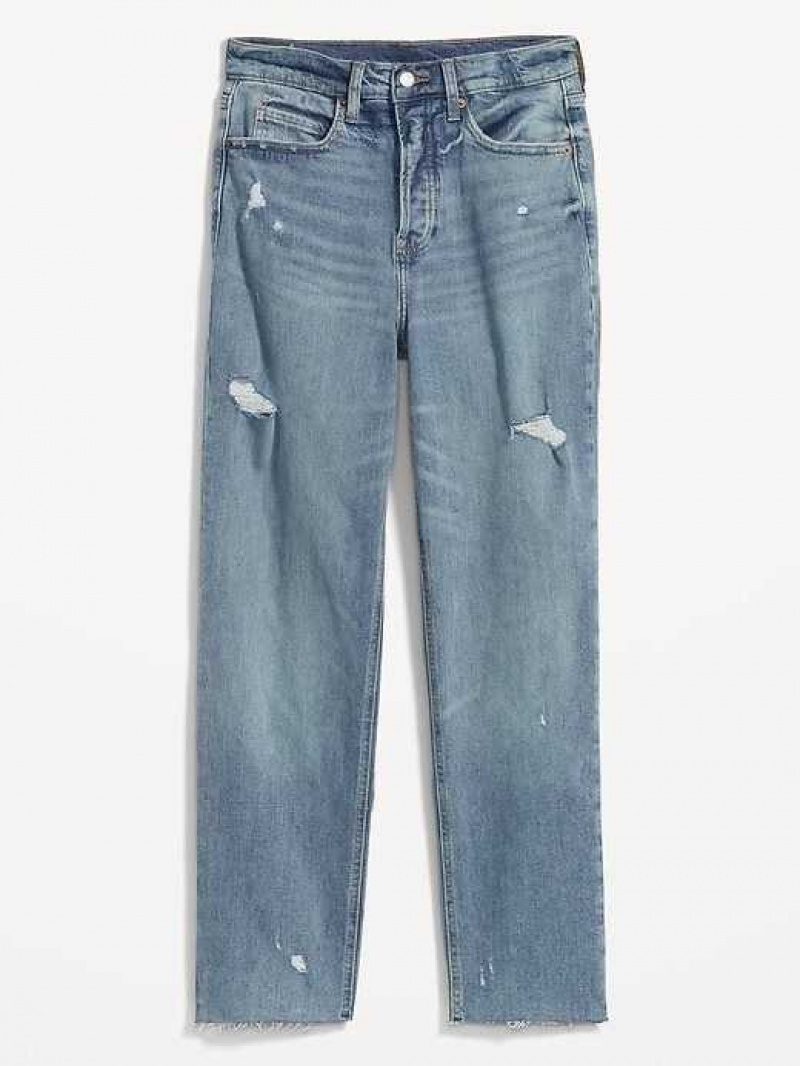 Old Navy Extra High-Waisted Button-Fly Ripped Cut-Off Straight Ankle Jeans Reem | PNO962145