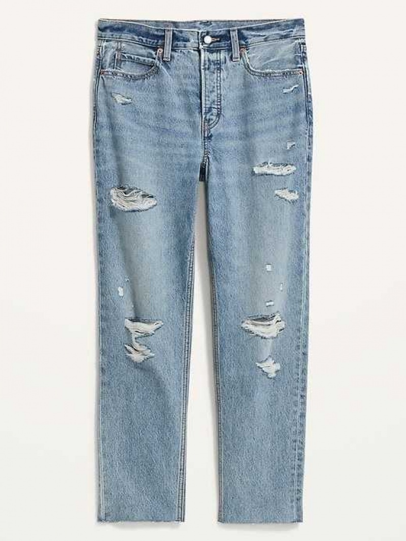 Old Navy Extra High-Waisted Button-Fly Sky-Hi Straight Ripped Non-Stretch Jeans Noemi | CGI384916