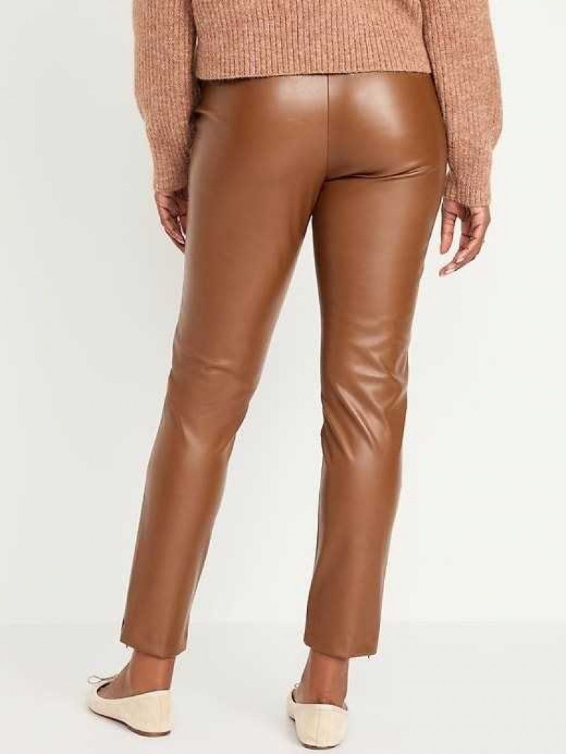 Old Navy Extra High-Waisted Faux Leather Pants Brown | MUX758612