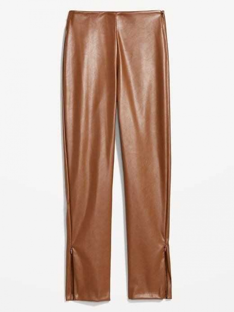 Old Navy Extra High-Waisted Faux Leather Pants Brown | MUX758612